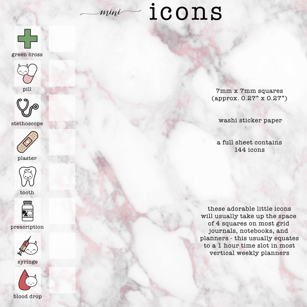 Mini Medical Icons [washi paper] - Persephone's Boutique