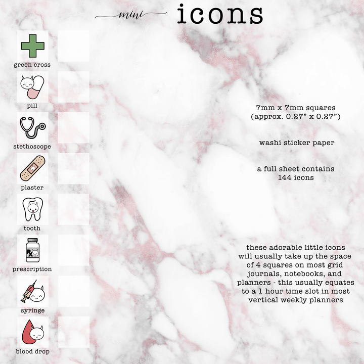 Mini Medical Icons [washi paper] - Persephone's Boutique