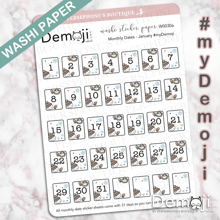 Monthly Date Stickers - Small