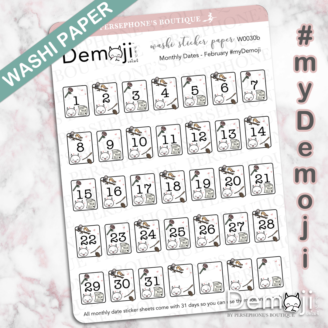 Monthly Date Stickers - Small