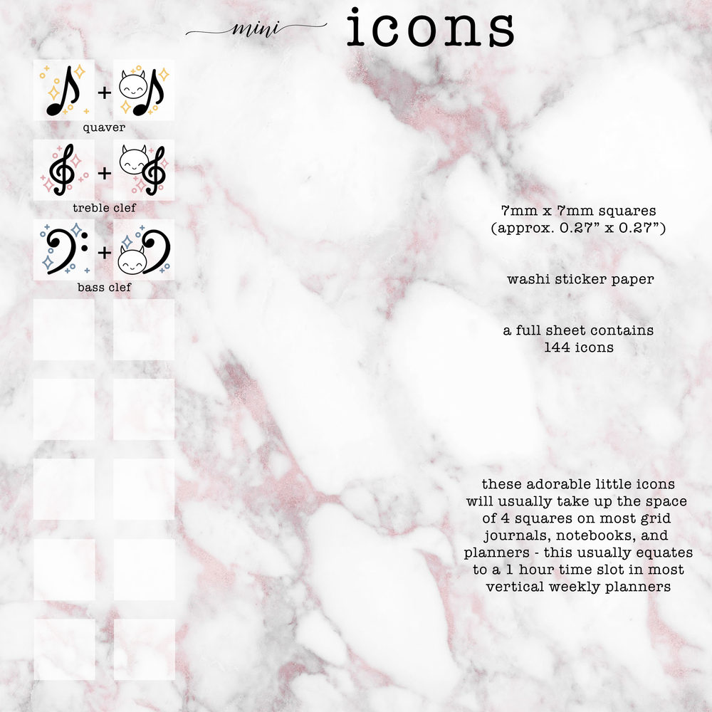 Mini Music Icons [washi paper] - Persephone's Boutique