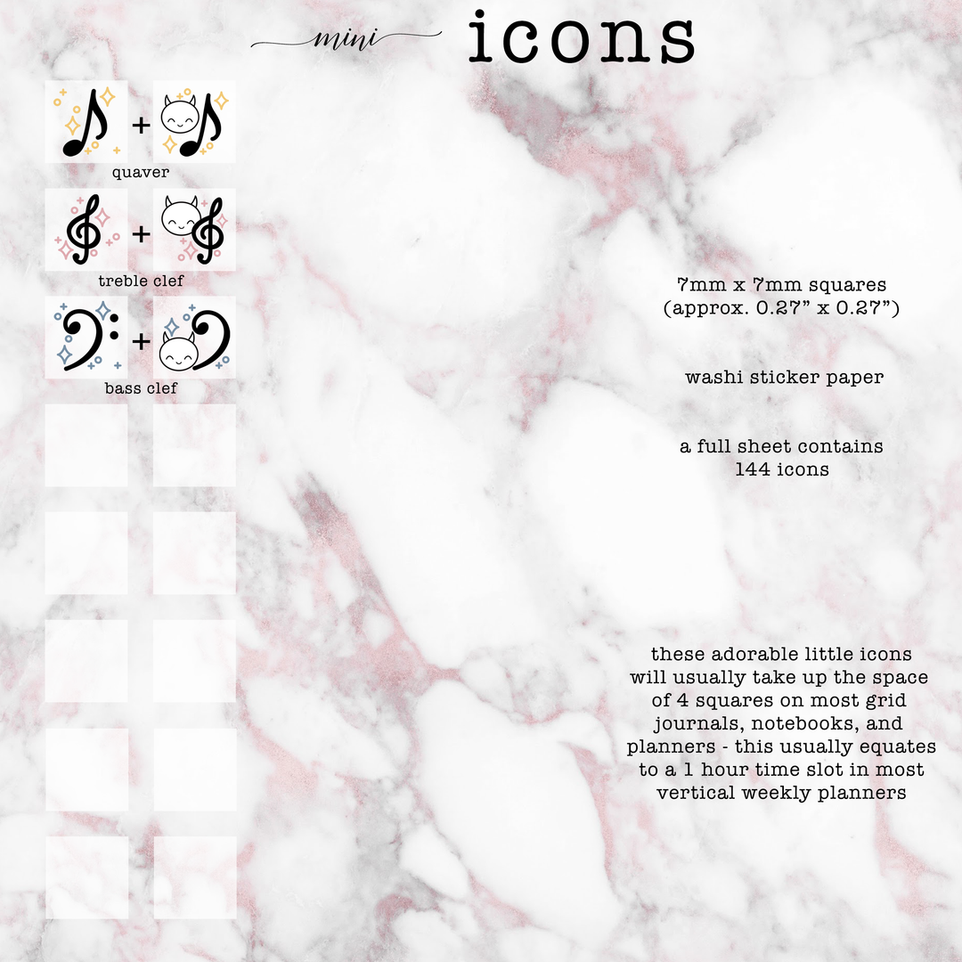 Mini Music Icons [washi paper] - Persephone's Boutique