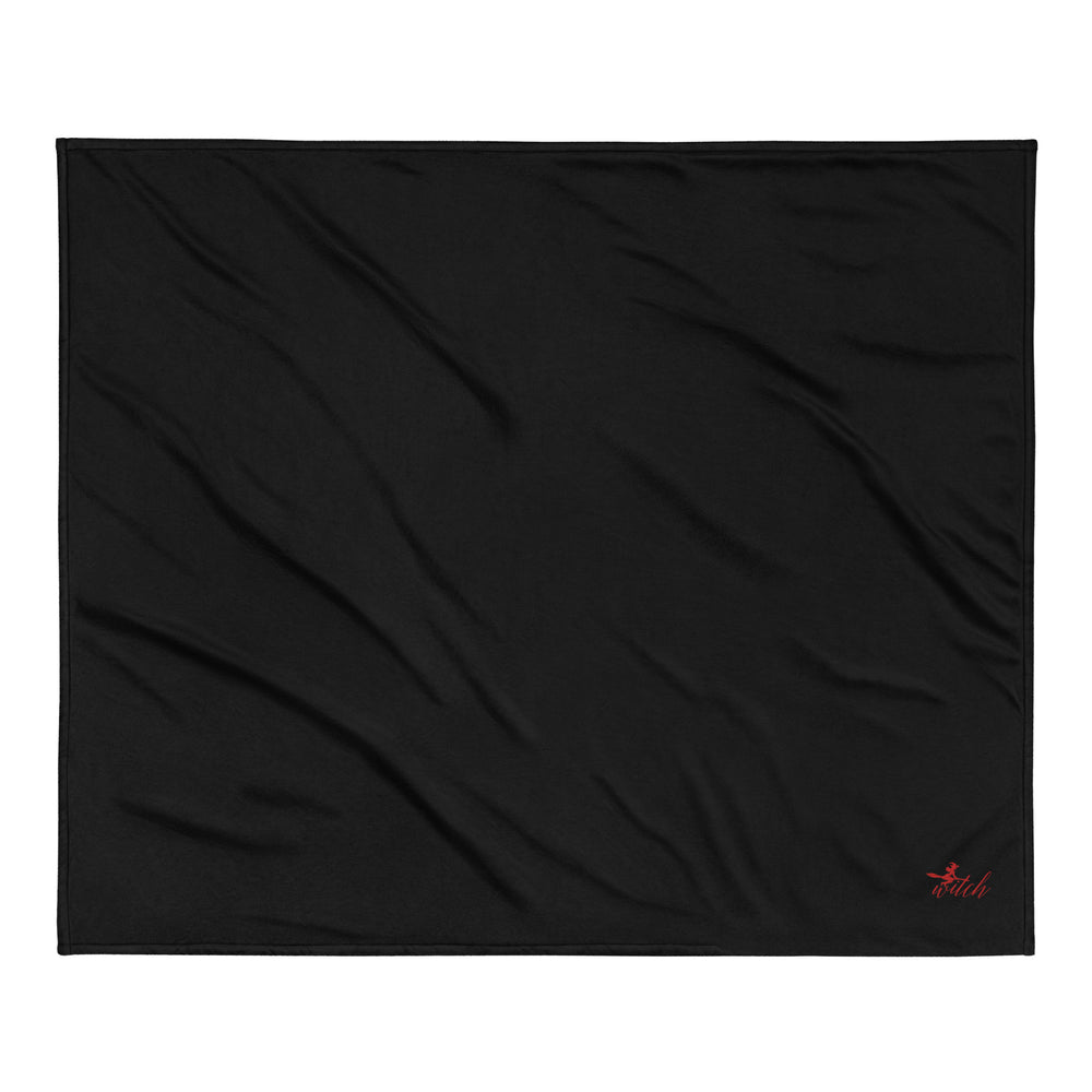 Witch on Broom Red Fleece Blanket - Persephone's Boutique