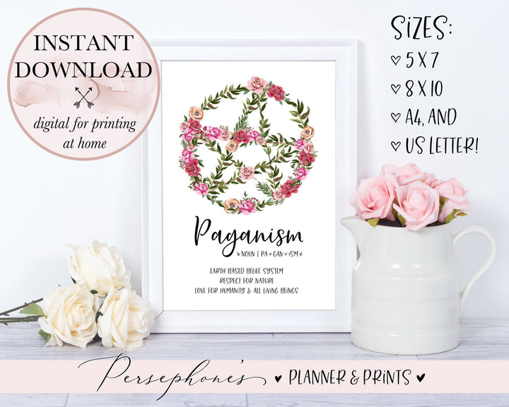 Floral Pentacle Printable - Persephone's Boutique